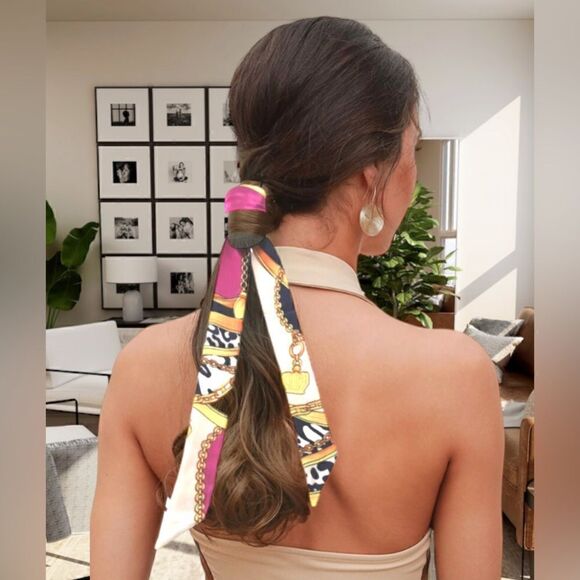 RIBBON TIE PONYTAIL ACCESSORY HAIR BOW SCARF NECK TIE - Picture 1 of 5